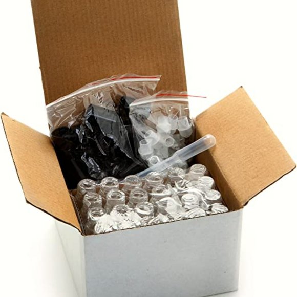 12, Clear, 10 ml Glass Roll on Bottles with 3 ml Dropper - Picture 2 of 3